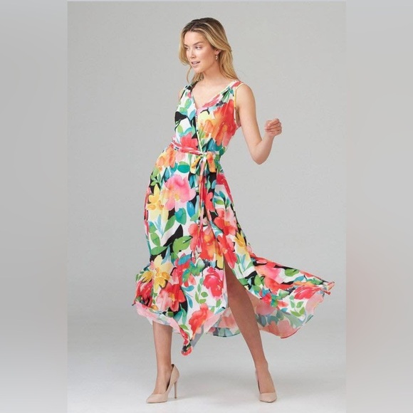 Joseph Ribkoff Orange Tie Front Sundress - Picture 1 of 16